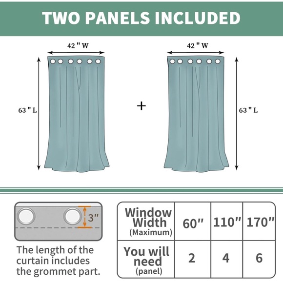 Set of 2 White Blackout Curtains 42W x 63L - Picture 2 of 2
